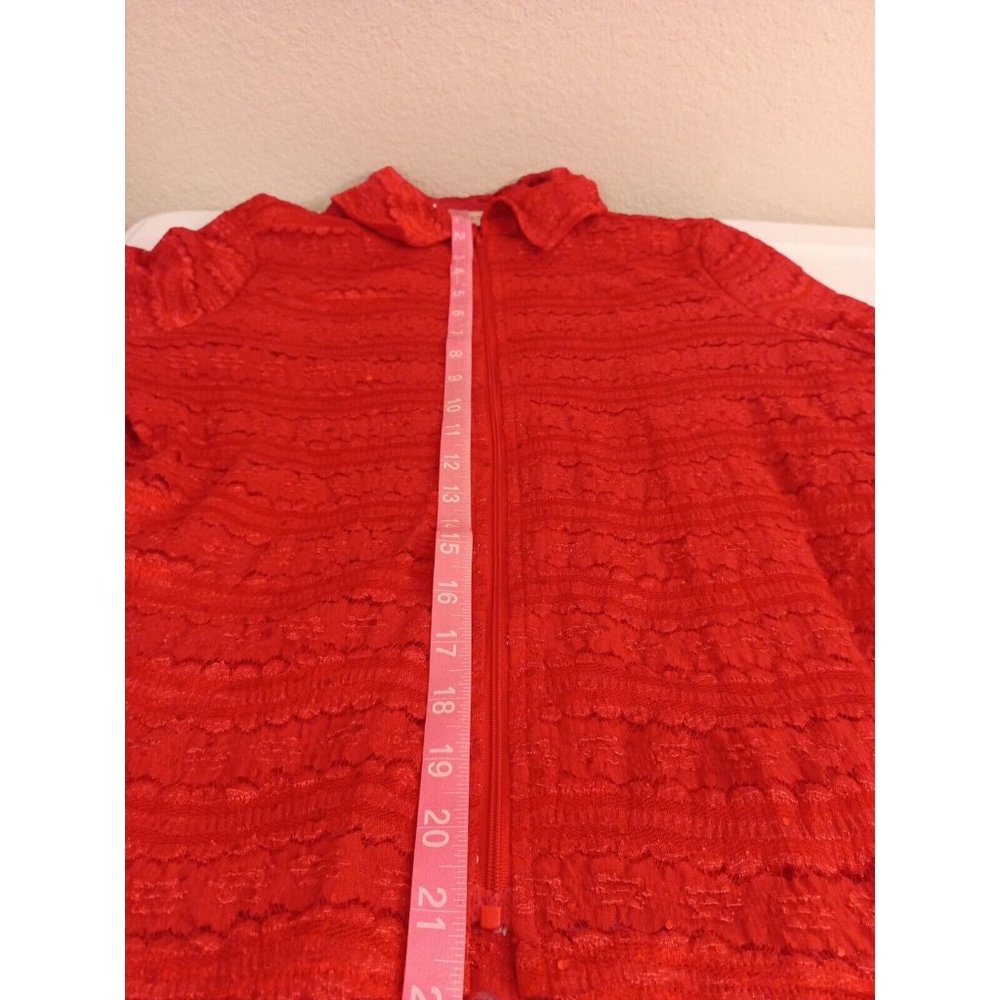 Womens Draper's & Damon's Elegant Sequin Red Lightweight Lined Zip Jacket PSmall - Picture 9 of 9